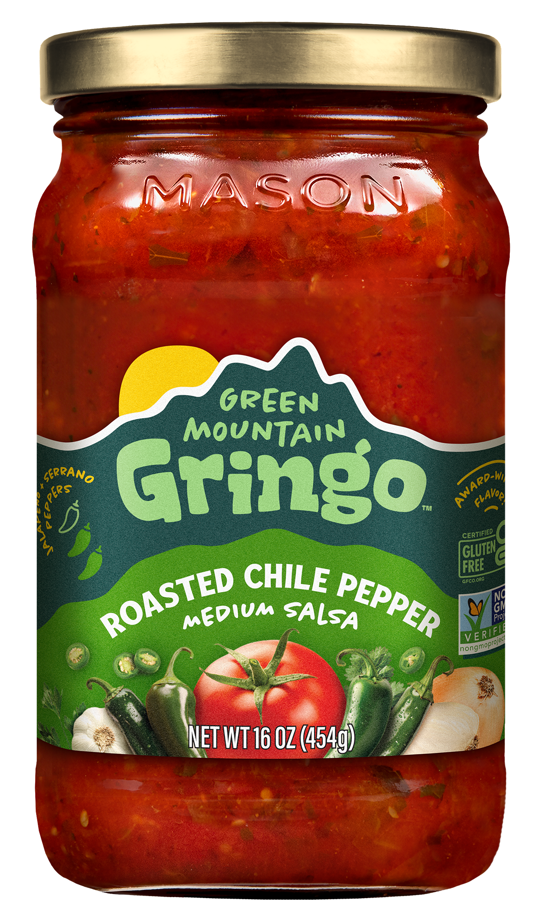 Green Mountain Gringo Roasted Chile Pepper Medium Salsa jar