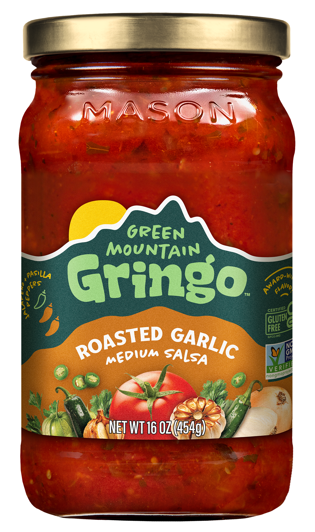 Green Mountain Gringo Medium Roasted Garlic jar