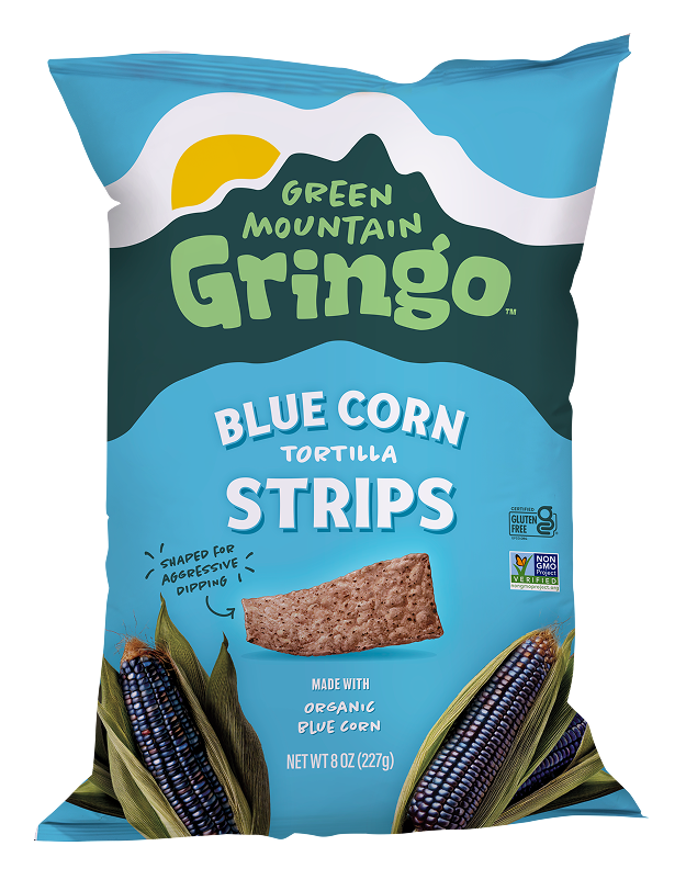 Green Mountain Gringo Blue Corn Tortilla Strips bag