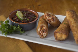 Texas Eggrolls with Ancho- Chili Sauce